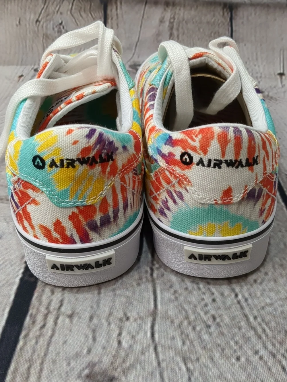 Airwalk Tie-Dye Low-Top Sneakers in Turquoise, Yellow & Red